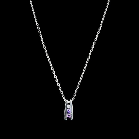 Marsala Sterling Silver Plated Rhinestone Pendant & Silver Tone Necklace (5375) - Picture 1 of 5